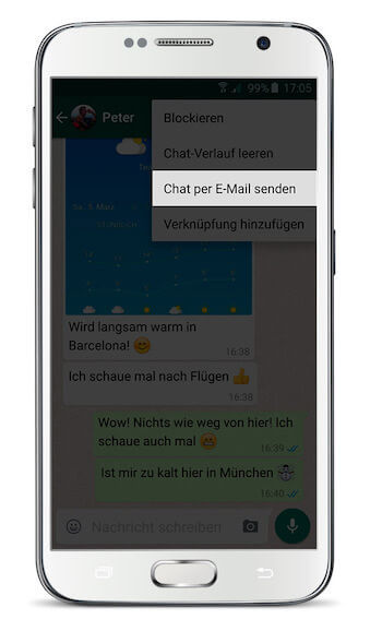 WhatsApp Chat exportieren Android Schritt 2