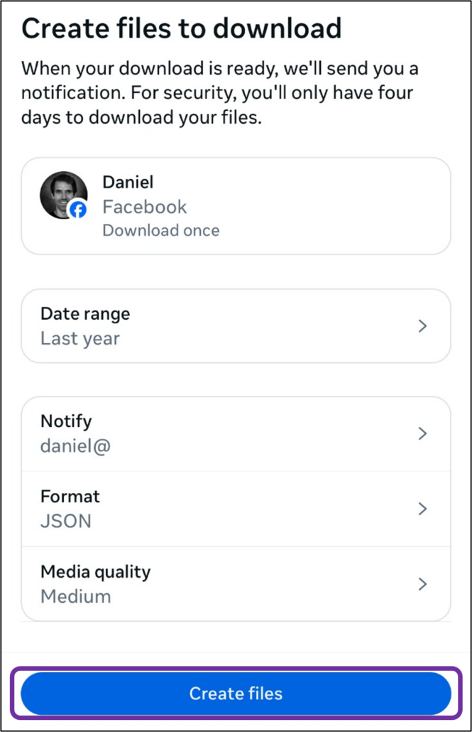 Select Json Format and request data